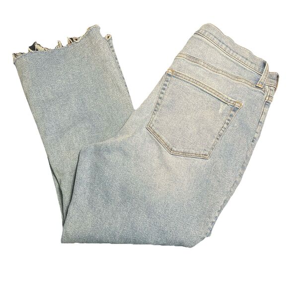 J. Crew High-Rise Crop Flare‎ Women's Jeans Sz 32 Button Fly Stretch Raw Hem - Picture 3 of 12